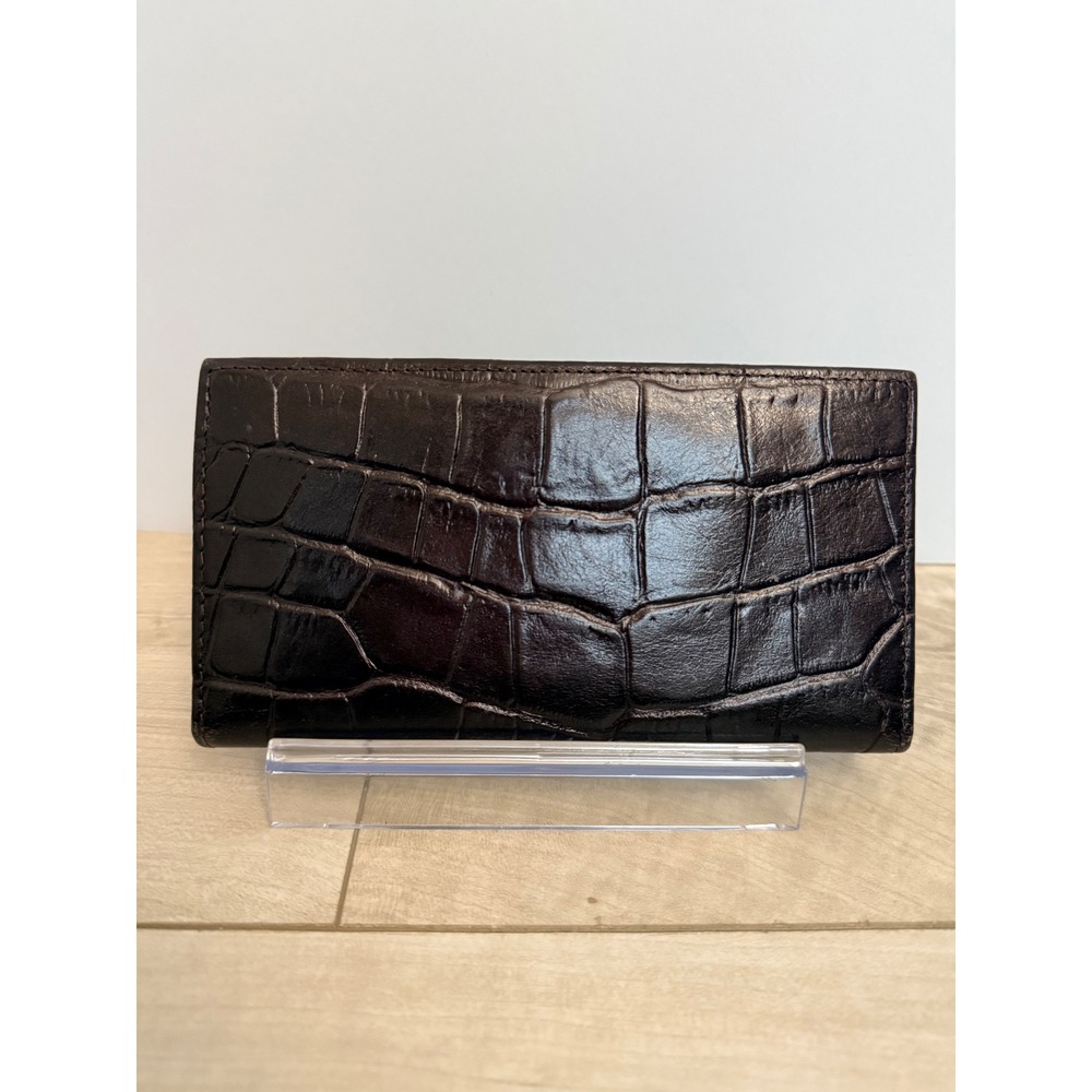 Brighton Black Croc Embossed Leather Wallet With Silver Buckle - Picture 9 of 10